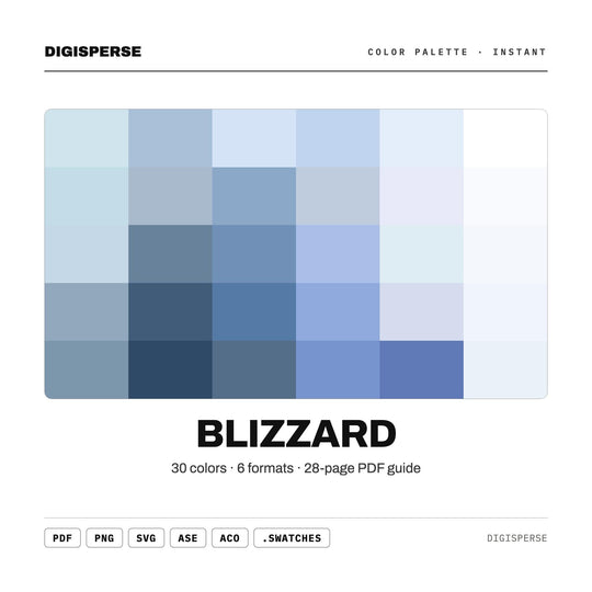 Blizzard Color Palette | 30 Colors | Hex RGB CMYK | Color Guide | Procreate Swatches + ASE | Digital Download