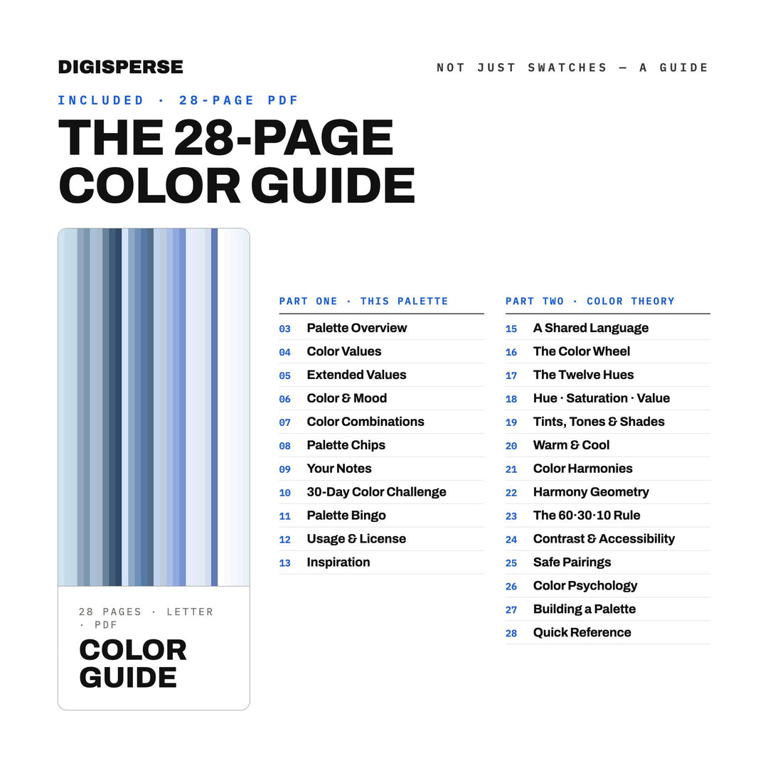 Blizzard Color Palette | 30 Colors | Hex RGB CMYK | Color Guide | Procreate Swatches + ASE | Digital Download