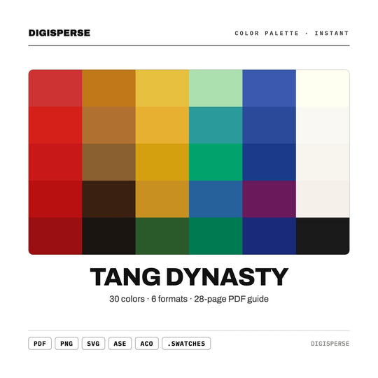 Tang Dynasty Color Palette | 30 Colors | Hex RGB CMYK | Color Guide | Procreate Swatches + ASE | Digital Download