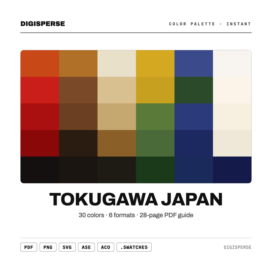 Tokugawa Japan Color Palette | 30 Procreate Swatches, HEX, RGB, CMYK (Digital Download)