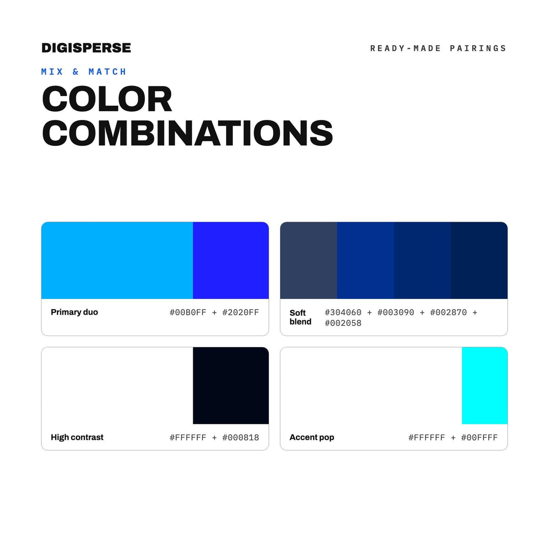 Electric Blue Color Palette | 30 Colors | Hex RGB CMYK | Color Guide | Procreate Swatches + ASE | Digital Download