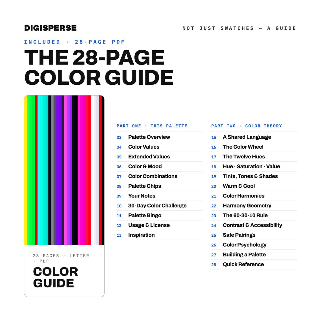 Glitch Art Color Palette | 30 Colors | Hex RGB CMYK | Color Guide | Procreate Swatches + ASE | Digital Download