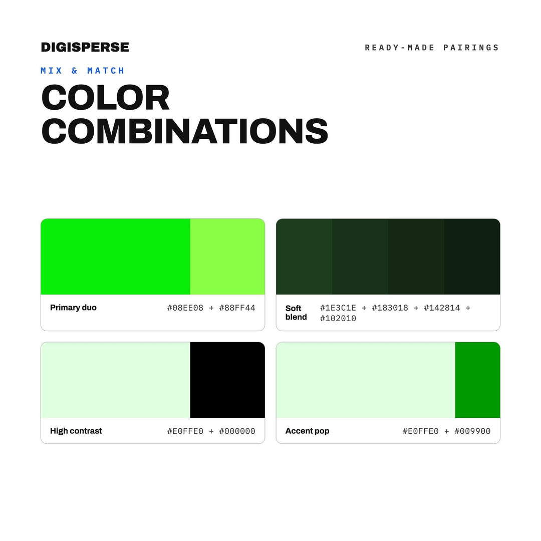 Hacker Green Color Palette | 30 Hex Procreate Swatches, ASE, PDF Guide (Digital Download)
