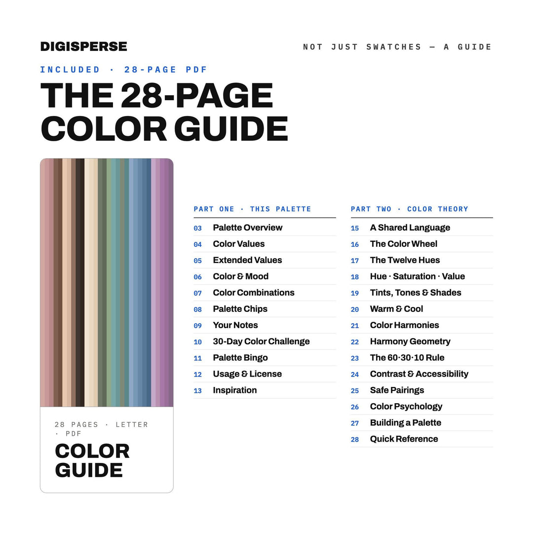 Lo-Fi Aesthetic Color Palette | 30 Colors | Hex RGB CMYK | Color Guide | Procreate Swatches + ASE | Digital Download