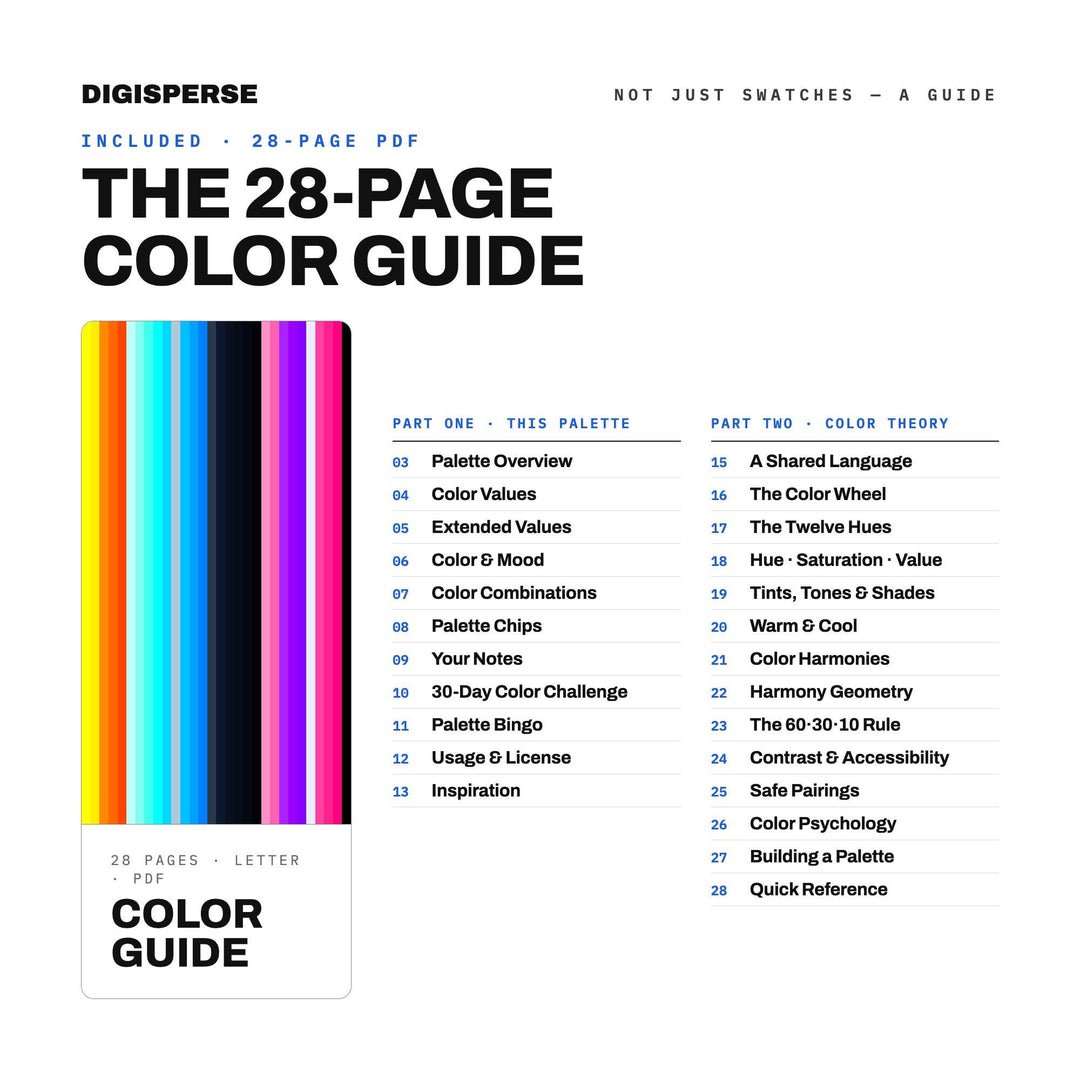 Neon Grid Color Palette | 30 Colors | Hex RGB CMYK | Color Guide | Procreate Swatches + ASE | Digital Download