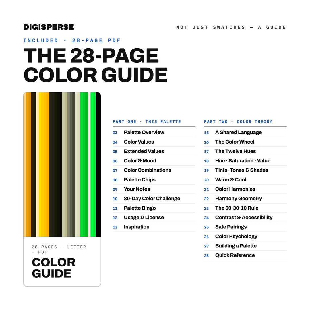 Retro Terminal Color Palette | 30 Procreate Swatches, HEX, RGB, CMYK (Digital Download)