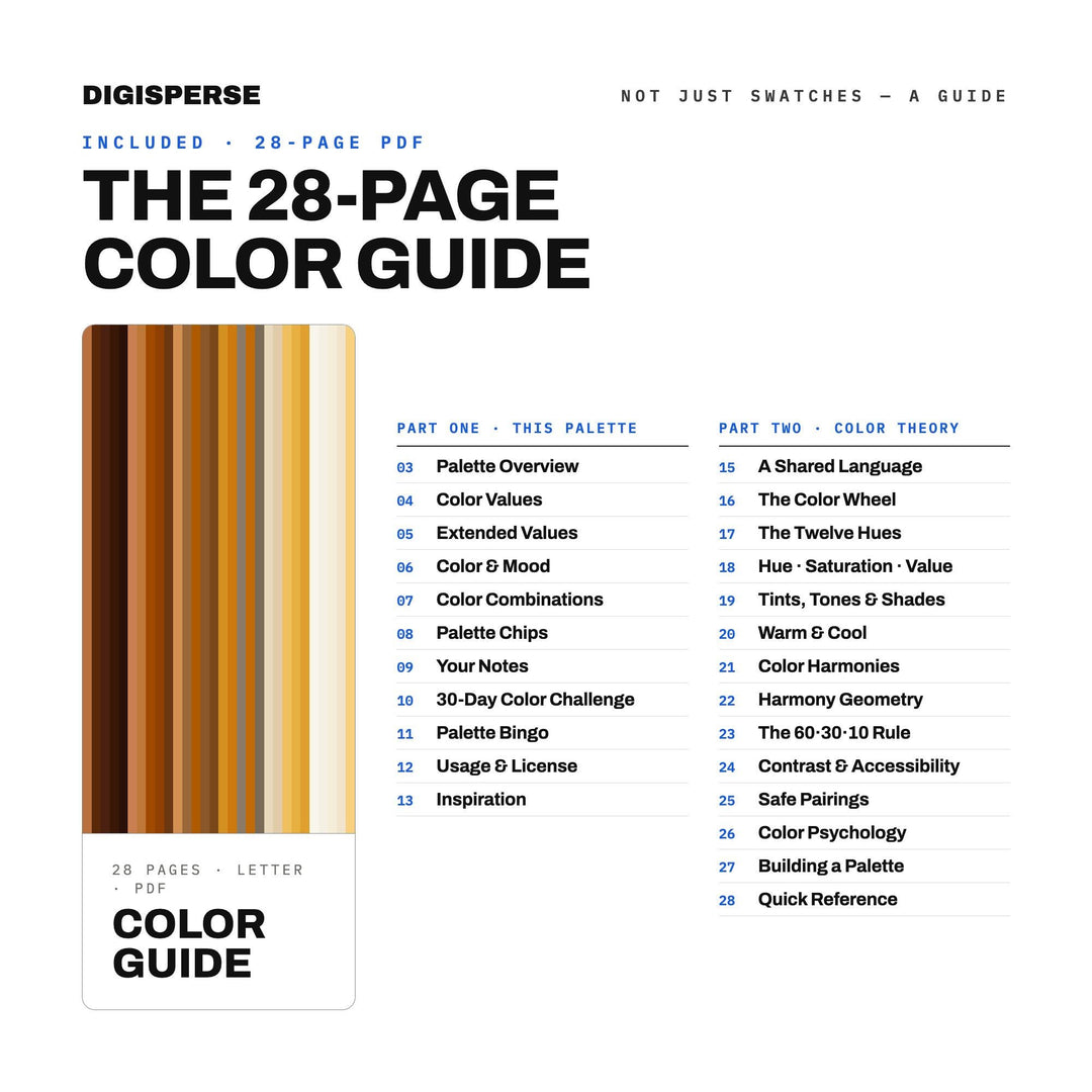 Aged Whiskey Color Palette | 30 Colors | Hex RGB CMYK | Color Guide | Procreate Swatches + ASE | Digital Download