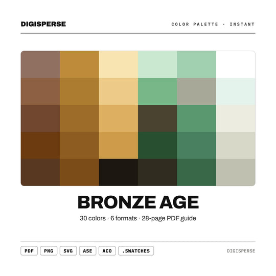 Bronze Age Color Palette | 30 Procreate Swatches, HEX, RGB, CMYK (Digital Download)