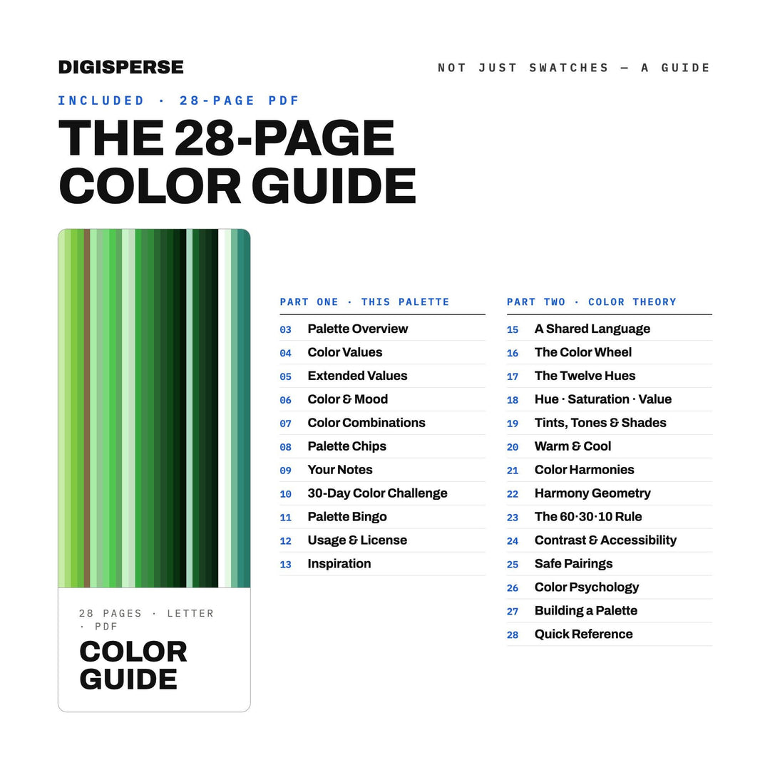 Emerald City Color Palette | 30 Colors | Hex RGB CMYK | Color Guide | Procreate Swatches + ASE | Digital Download