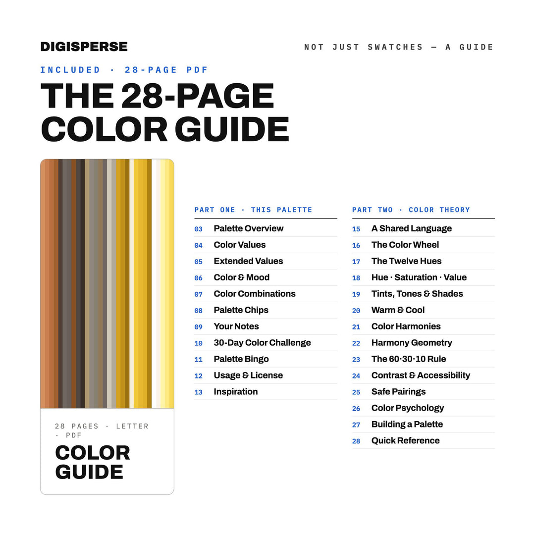 Gold Vein Color Palette | 30 Procreate Swatches, HEX, RGB, CMYK (Digital Download)