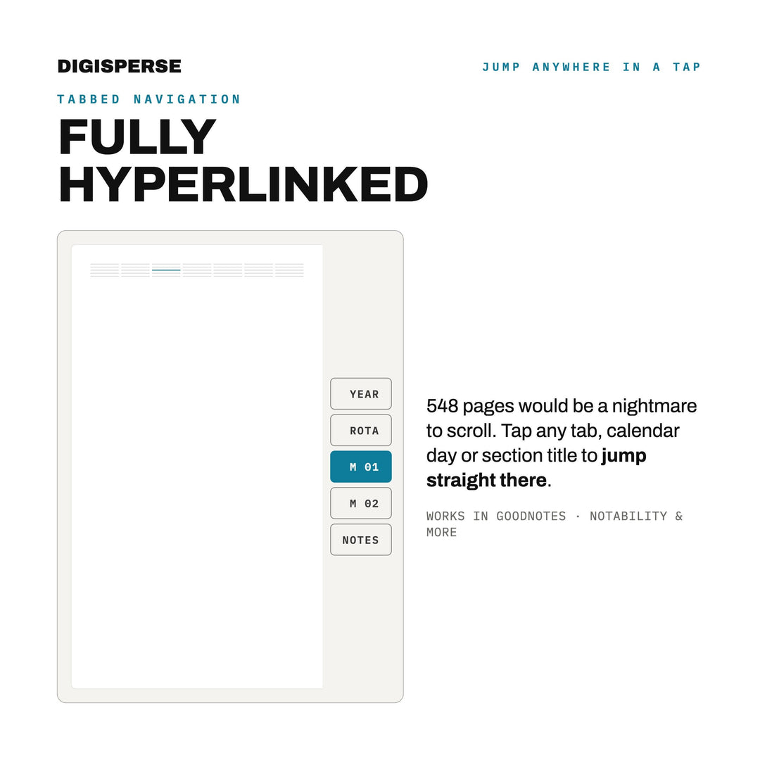 Undated Nurse Shift Planner | Clean Clinical Digital PDF, 548 Hyperlinked Pages | Rotation, Pay + Sleep Trackers | Reusable Year to Year