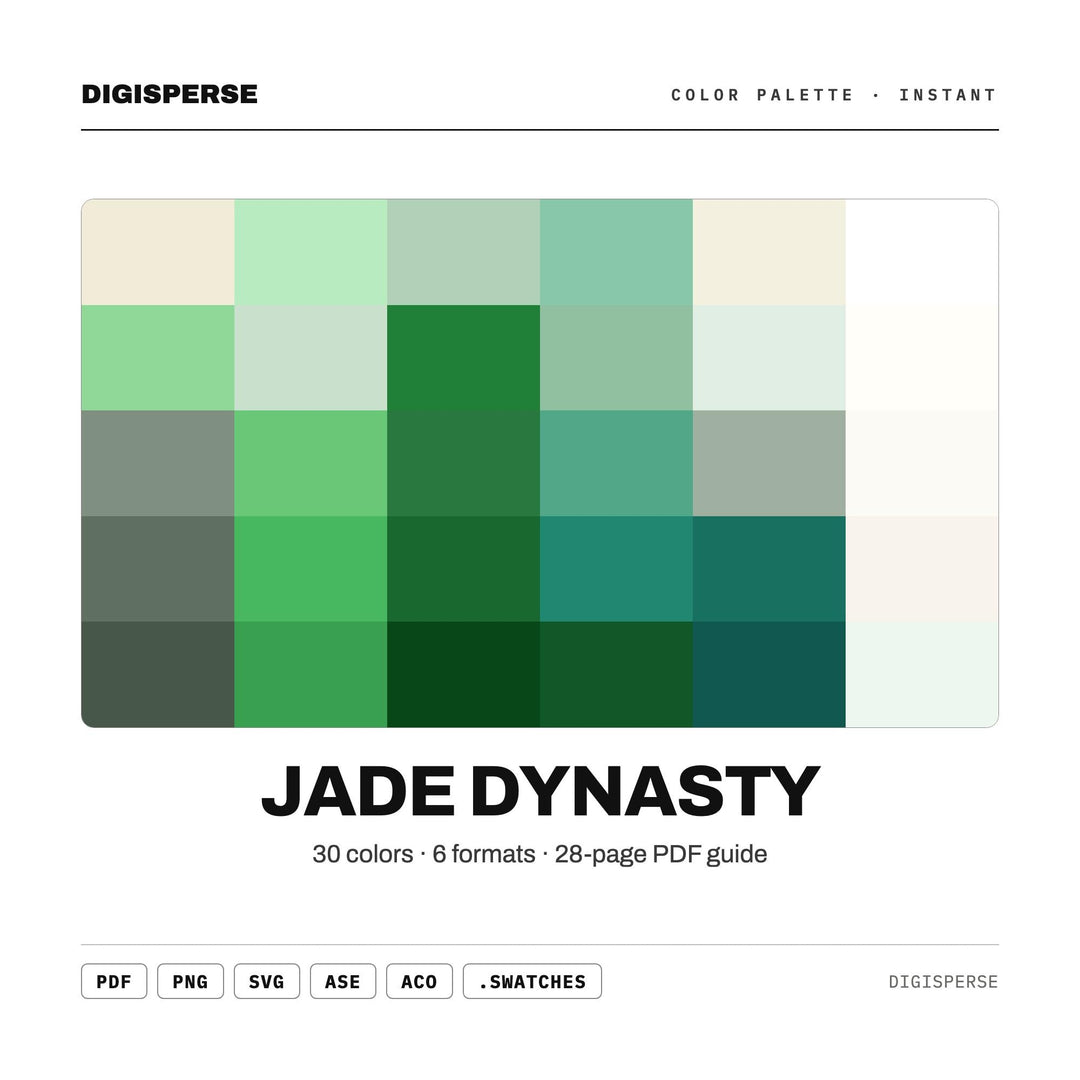 Jade Dynasty Color Palette | 30 Procreate Swatches, ASE Guide (Digital Download)