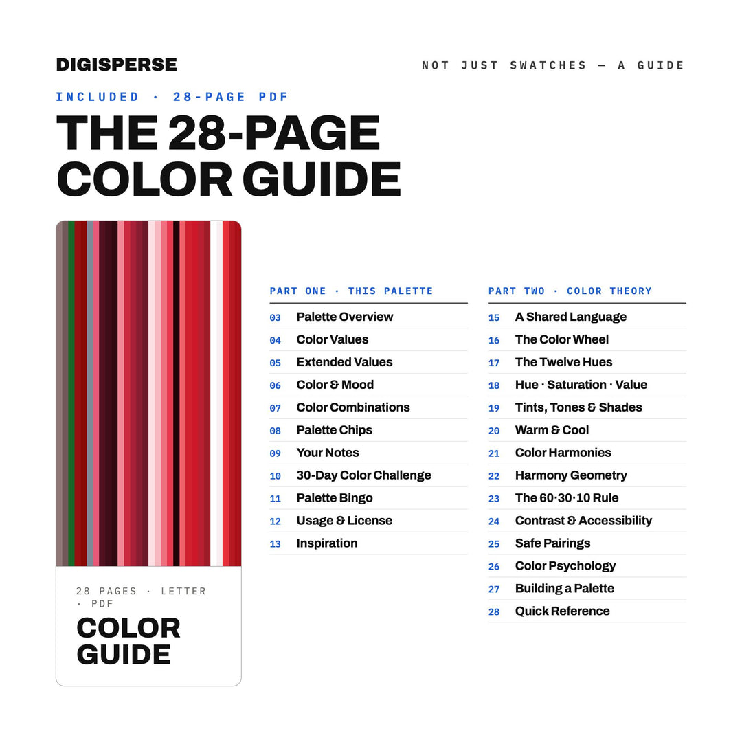 Ruby Red Color Palette | 30 Procreate Swatches, ASE, PDF Guide (Digital Download)