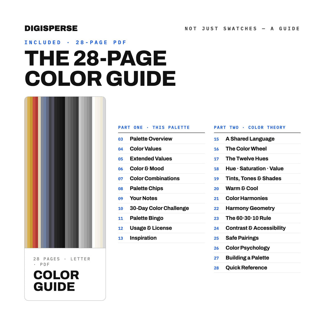 Copenhagen Grey Color Palette | 30 Colors | Hex RGB CMYK | Color Guide | Procreate Swatches + ASE | Digital Download