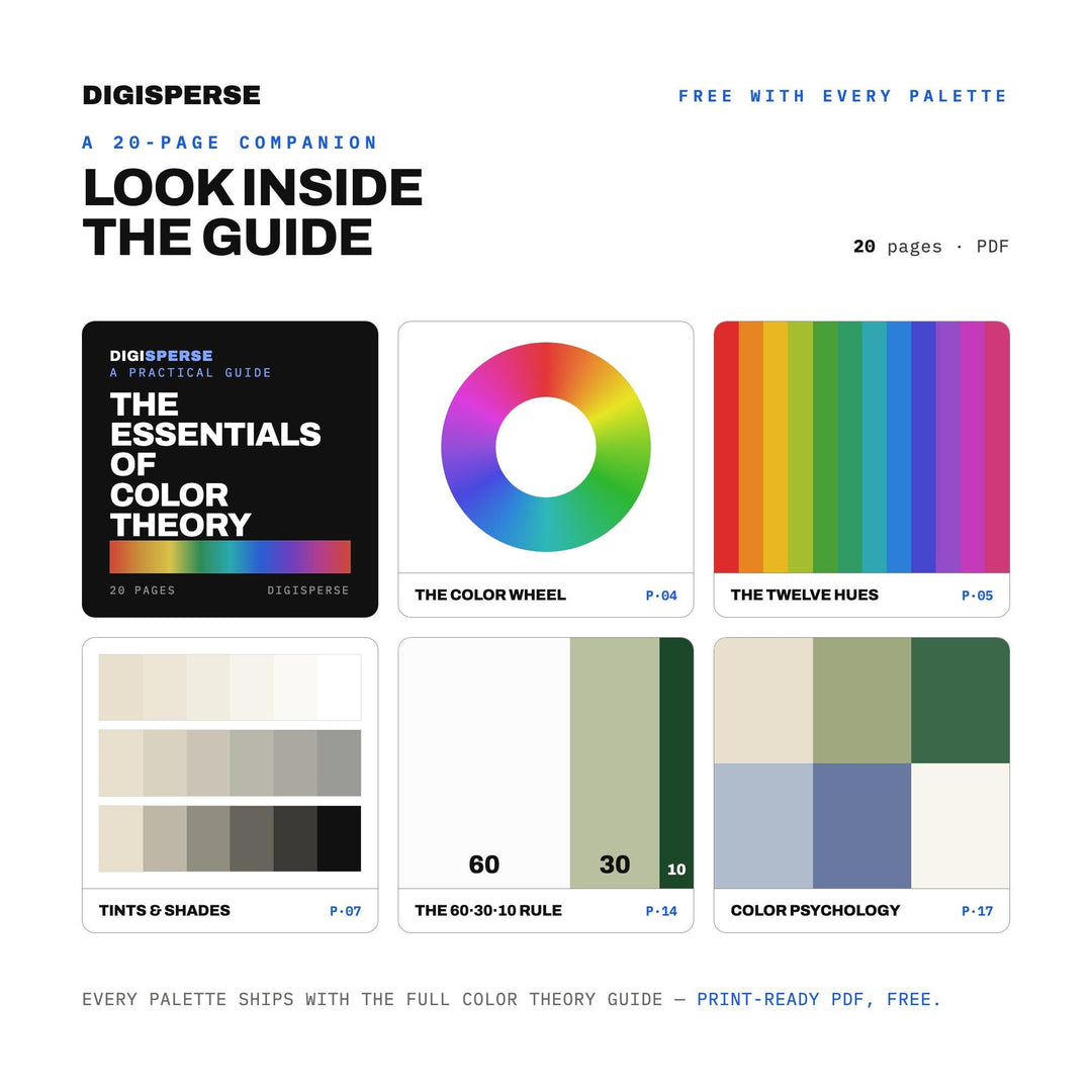 Peaceful Solitude Color Palette | 30 Hex RGB CMYK Swatches (Digital Download)