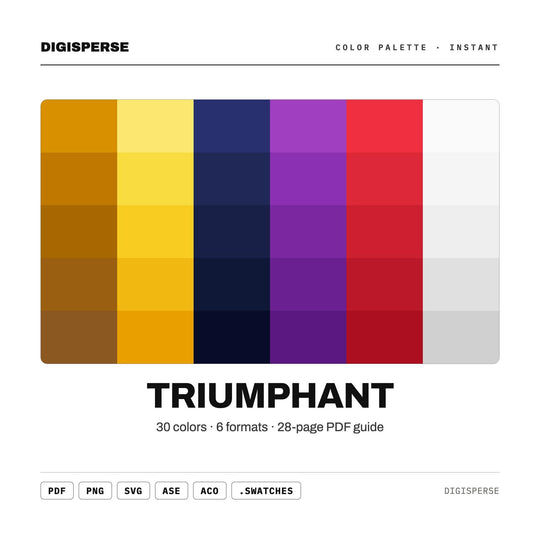 Bold Victory Color Palette for Uplifting Sports Art and Motivational Branding, 30 Triumphant Gold Hues, Procreate Swatches, Hex Codes