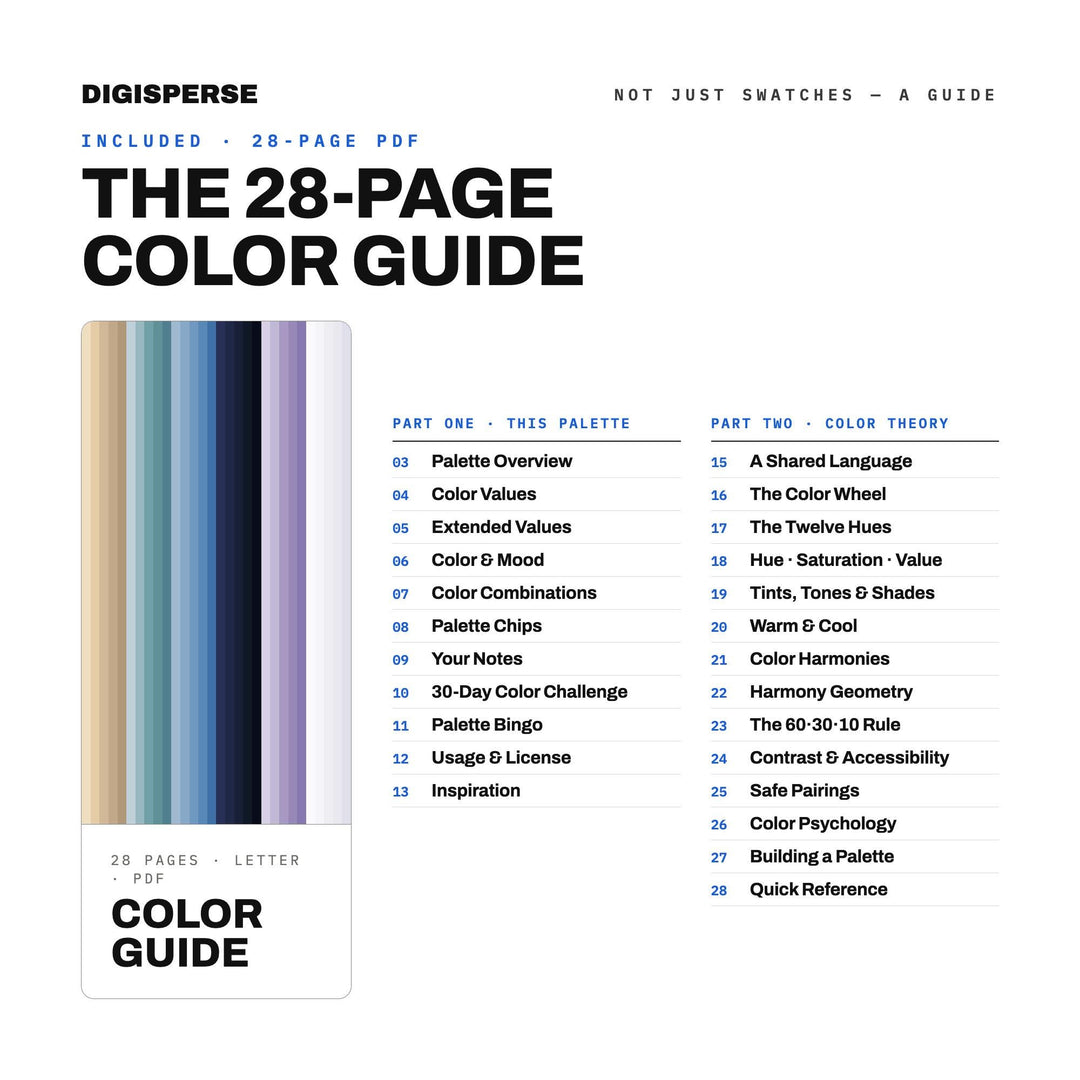 Ambient Electronic Color Palette | 30 Colors | Hex RGB CMYK | Color Guide | Procreate Swatches + ASE | Digital Download