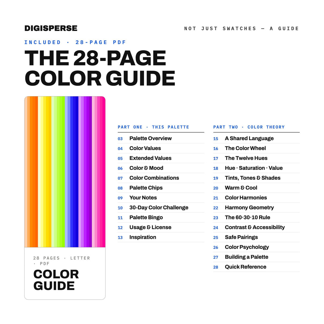 Psychedelic Rock Color Palette | 30 Colors | Hex RGB CMYK | Color Guide | Procreate Swatches + ASE | Digital Download
