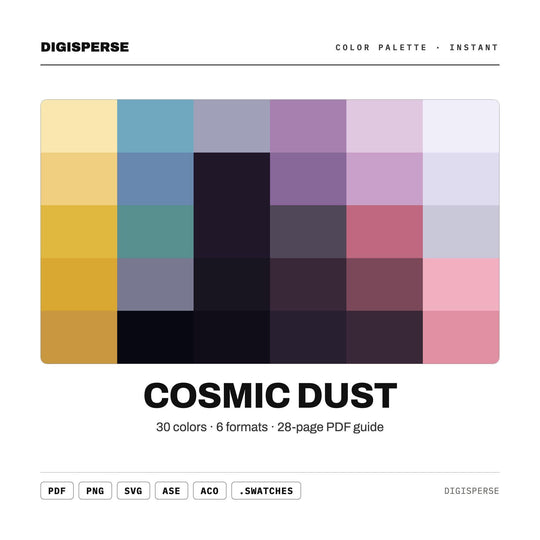 Cosmic Dust Color Palette | 30 Colors | Hex RGB CMYK | Color Guide | Procreate Swatches + ASE | Digital Download