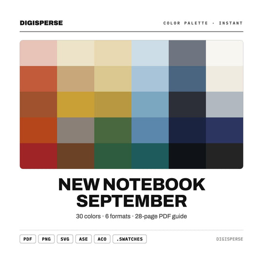 Fresh Crisp Color Palette for Back to School Art and Stationery Branding, 30 September Start Hues, Procreate Swatches