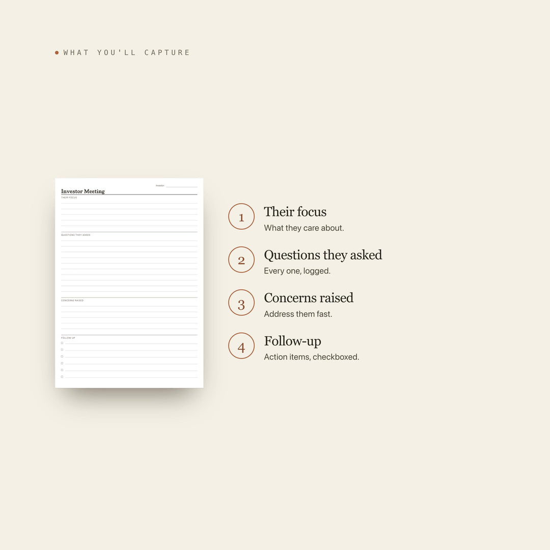 Investor Meeting printable planner insert — preview image 8 of 20