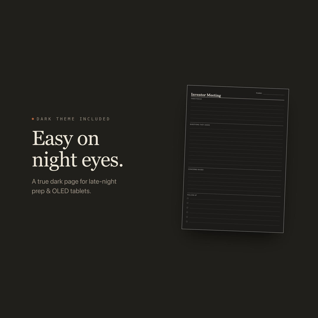 Investor Meeting printable planner insert — preview image 16 of 20