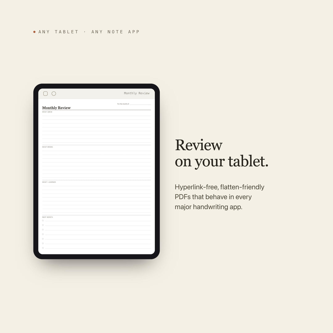Monthly Review Planner Insert | Founder Planner | GoodNotes iPad PDF | Digital Download