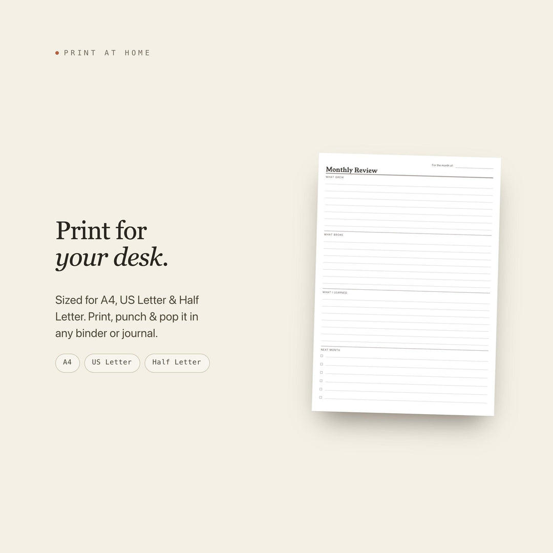 Monthly Review Planner Insert | Founder Planner | GoodNotes iPad PDF | Digital Download