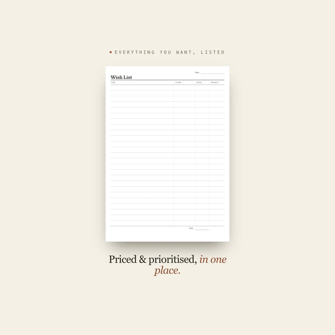 Wish List printable planner insert — preview image 2 of 20