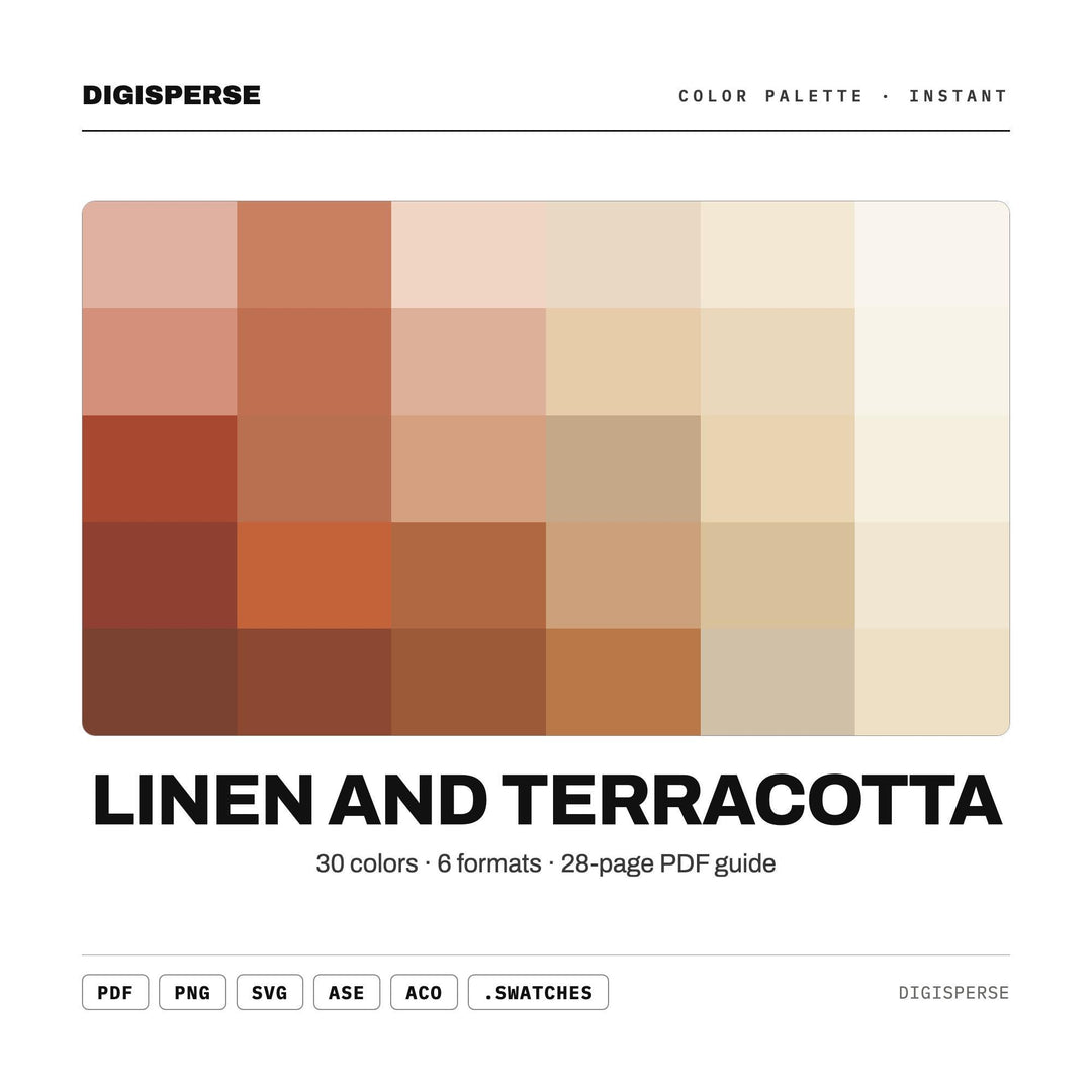 Linen Terracotta Color Palette | 30 Procreate Swatches, ASE (Digital Download)
