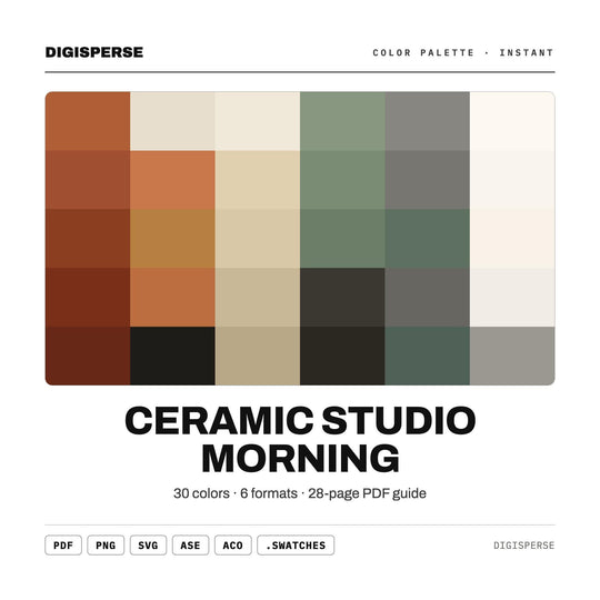 Ceramic Studio Morning Color Palette | 30 Earthy Tones (Digital Download)