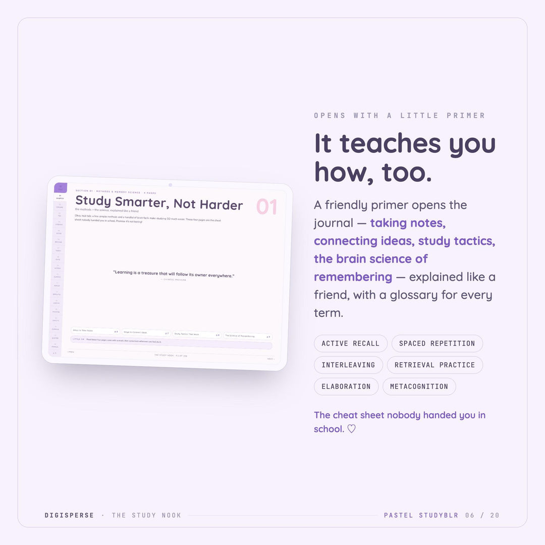 Dated Pastel Studyblr Learning Journal | GoodNotes Study Planner PDF (Digital Download)