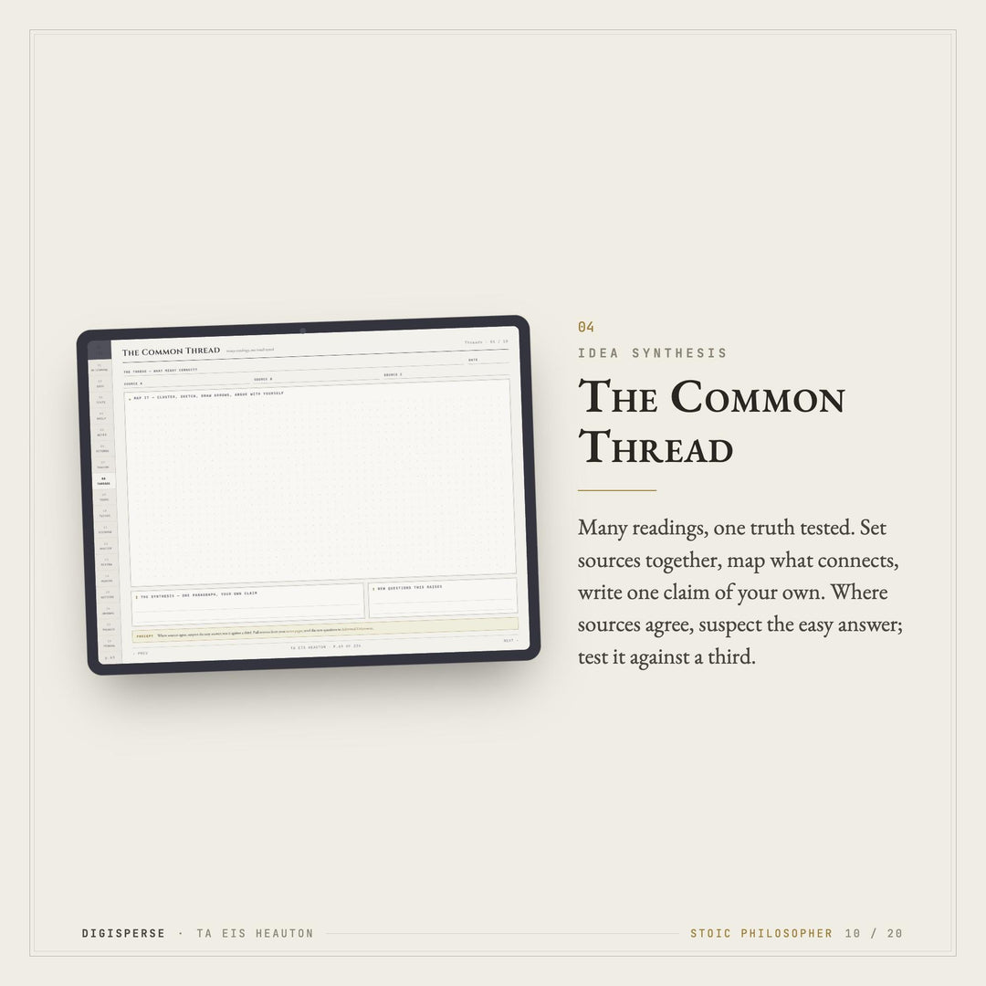 Stoic Learning Journal | GoodNotes Study + Reflection Planner PDF | Cornell Notes, Spaced Repetition, Reading Log | 5 Dated Formats