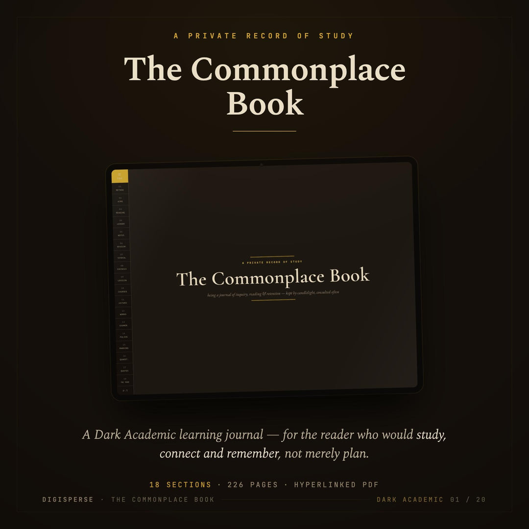 Dated Dark Academia Learning Journal | Cornell Notes, Spaced Repetition (Digital Download)