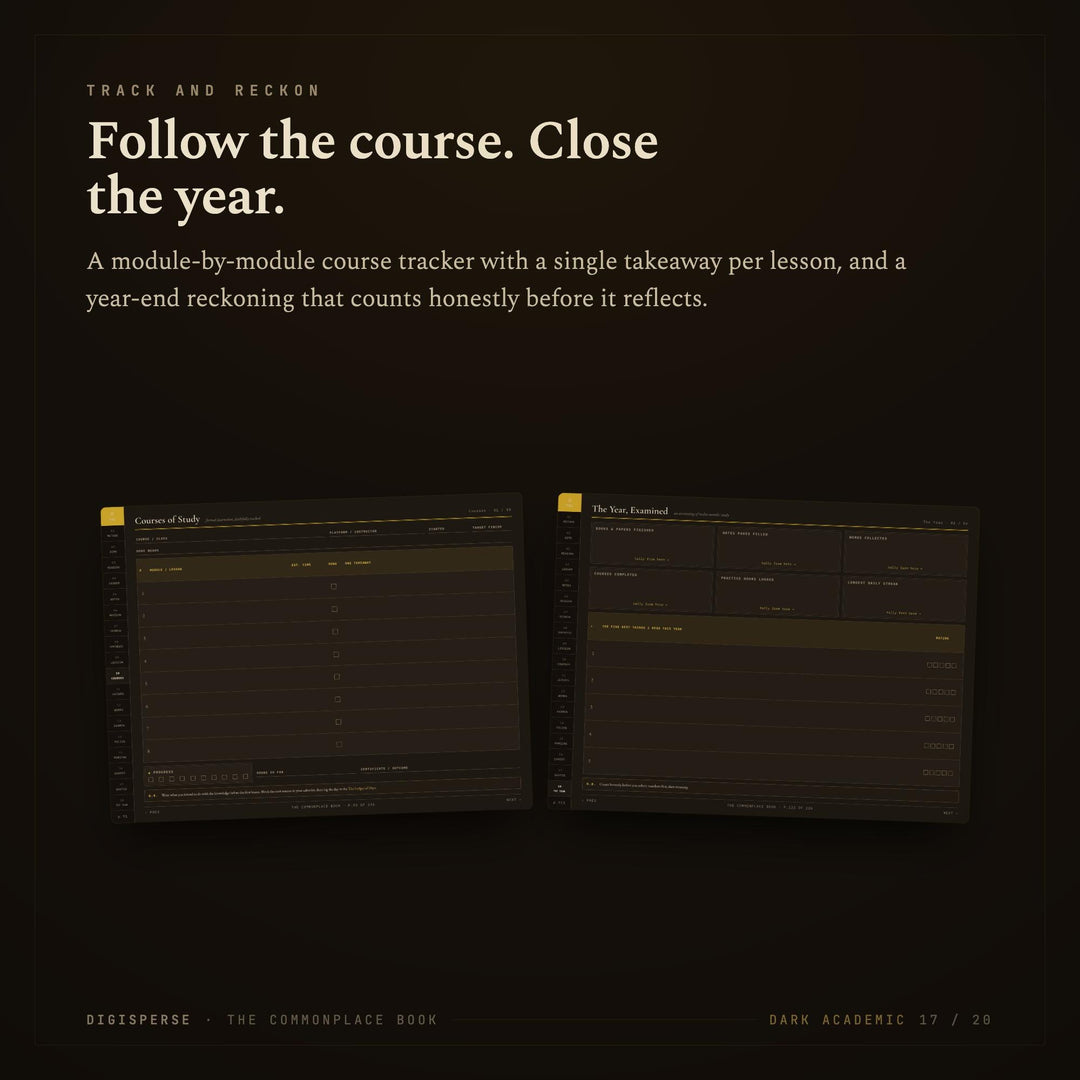 Dated Dark Academia Learning Journal | Cornell Notes, Spaced Repetition (Digital Download)