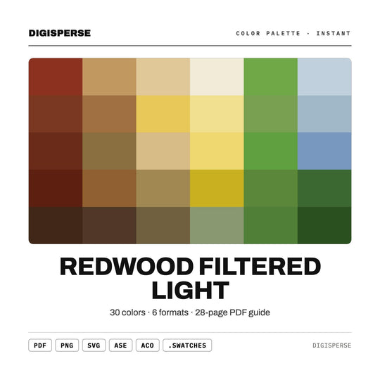 Redwood Filtered Light Color Palette | 30 Procreate Swatches, ASE (Digital Download)