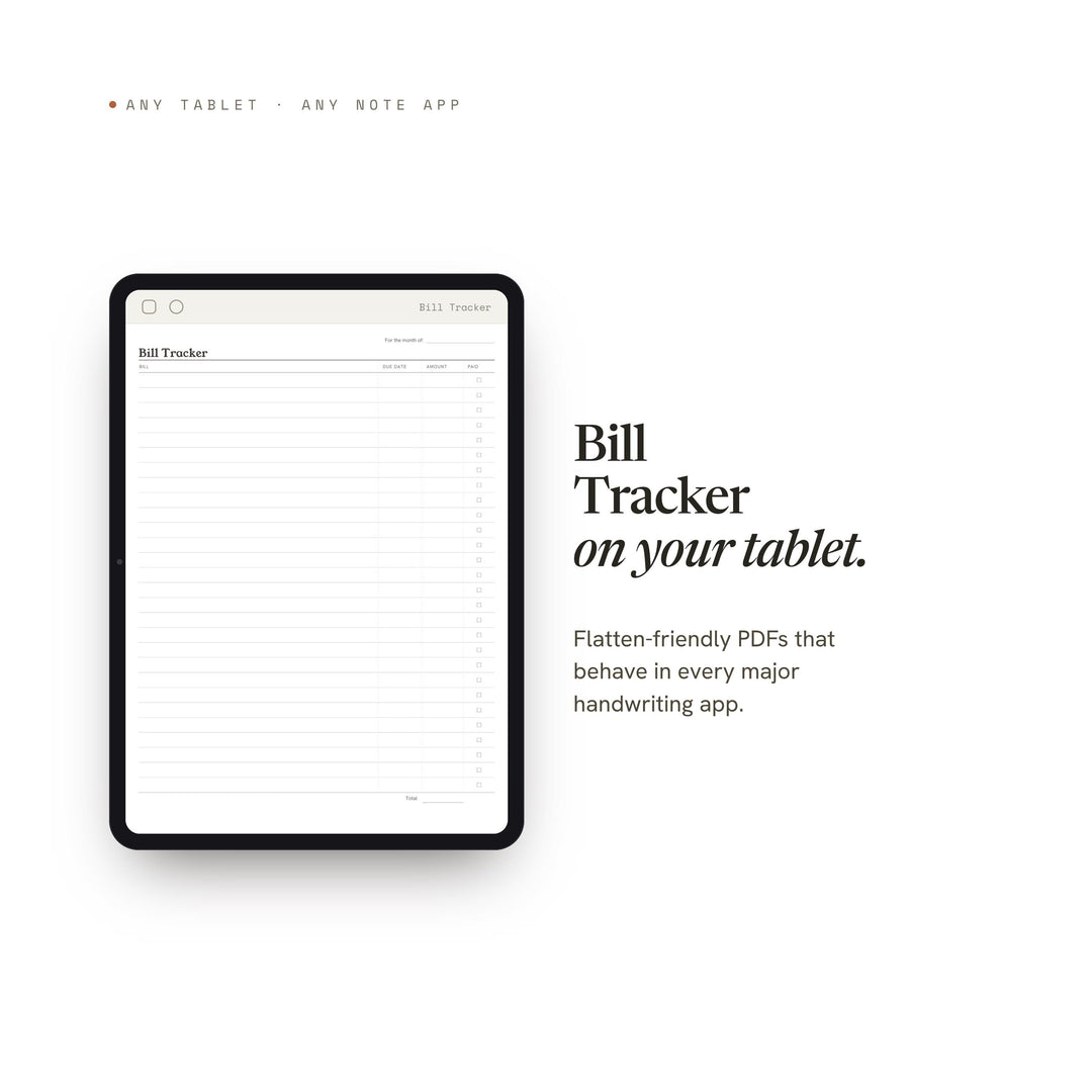 Bill Tracker Planner Insert | Budget Planner | GoodNotes iPad PDF | Digital Download