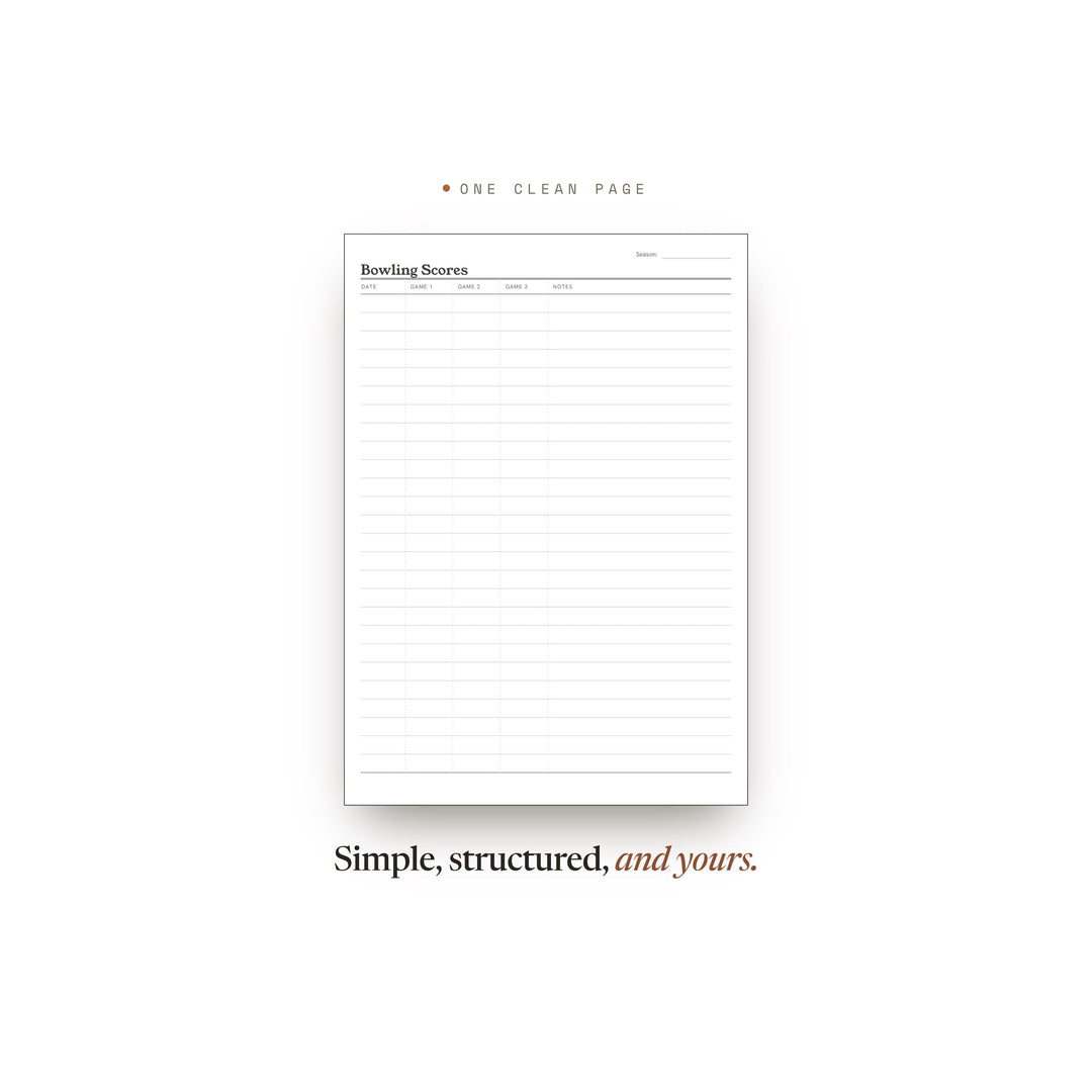 Bowling Scores Planner Insert | Workout Tracker | GoodNotes iPad PDF | Digital Download