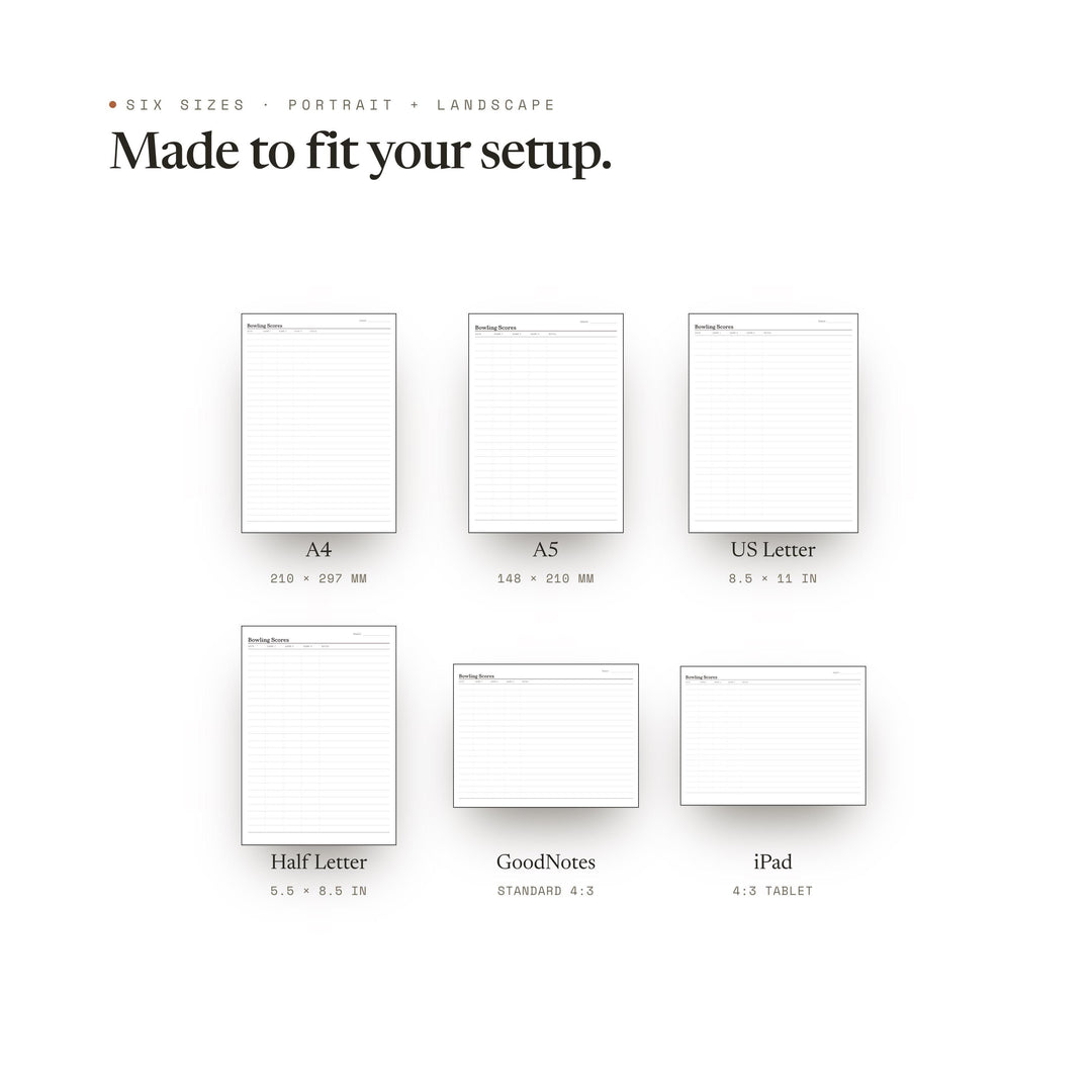 Bowling Scores Planner Insert | Workout Tracker | GoodNotes iPad PDF | Digital Download