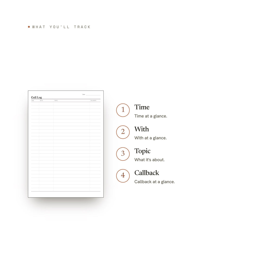 Call Log Planner Insert | Contact Log | GoodNotes iPad PDF | Digital Download