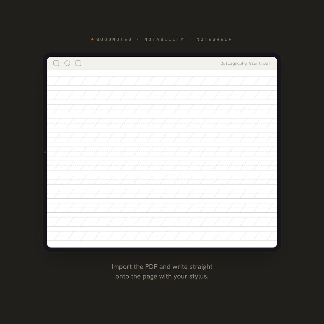 Calligraphy Slant Planner Insert | Lined Paper | GoodNotes iPad PDF | Digital Download
