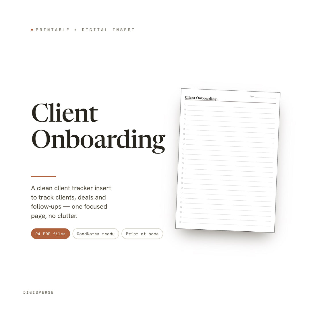 Client Onboarding Checklist | New Account Setup Log | GoodNotes + iPad PDF | Instant Download