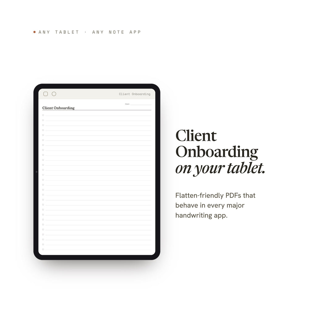 Client Onboarding Checklist | New Account Setup Log | GoodNotes + iPad PDF | Instant Download