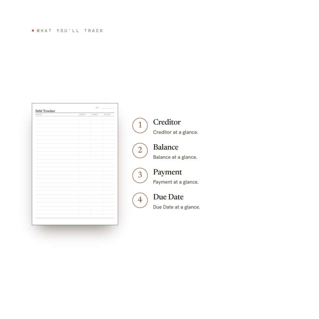 Debt Tracker printable planner insert — preview image 8 of 20