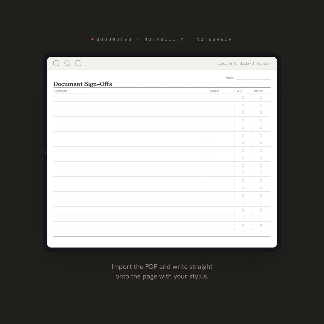 Document Sign Offs printable planner insert — preview image 5 of 20