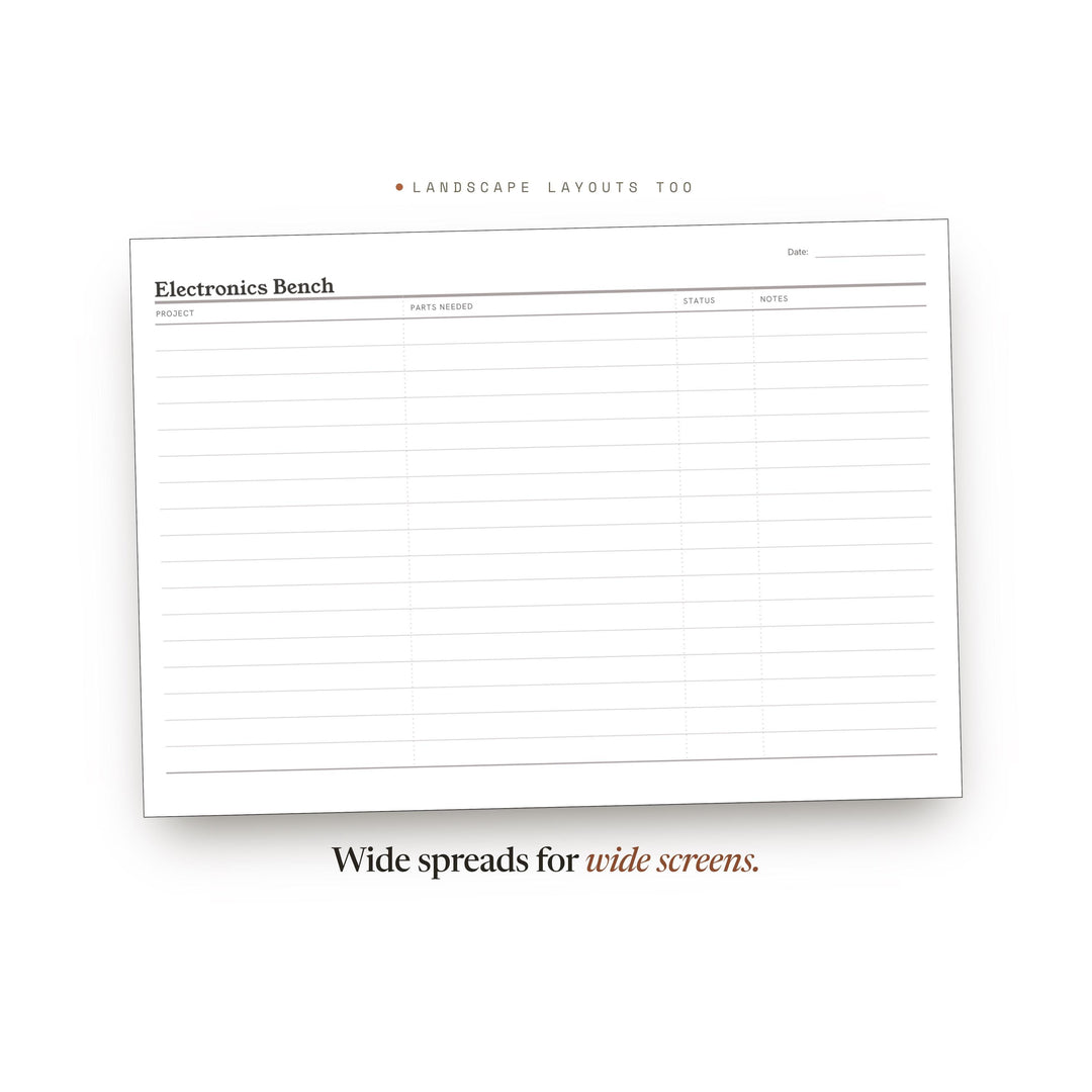 Project Tracker Printable | Electronics Bench Build Log | GoodNotes + iPad PDF | Instant Download
