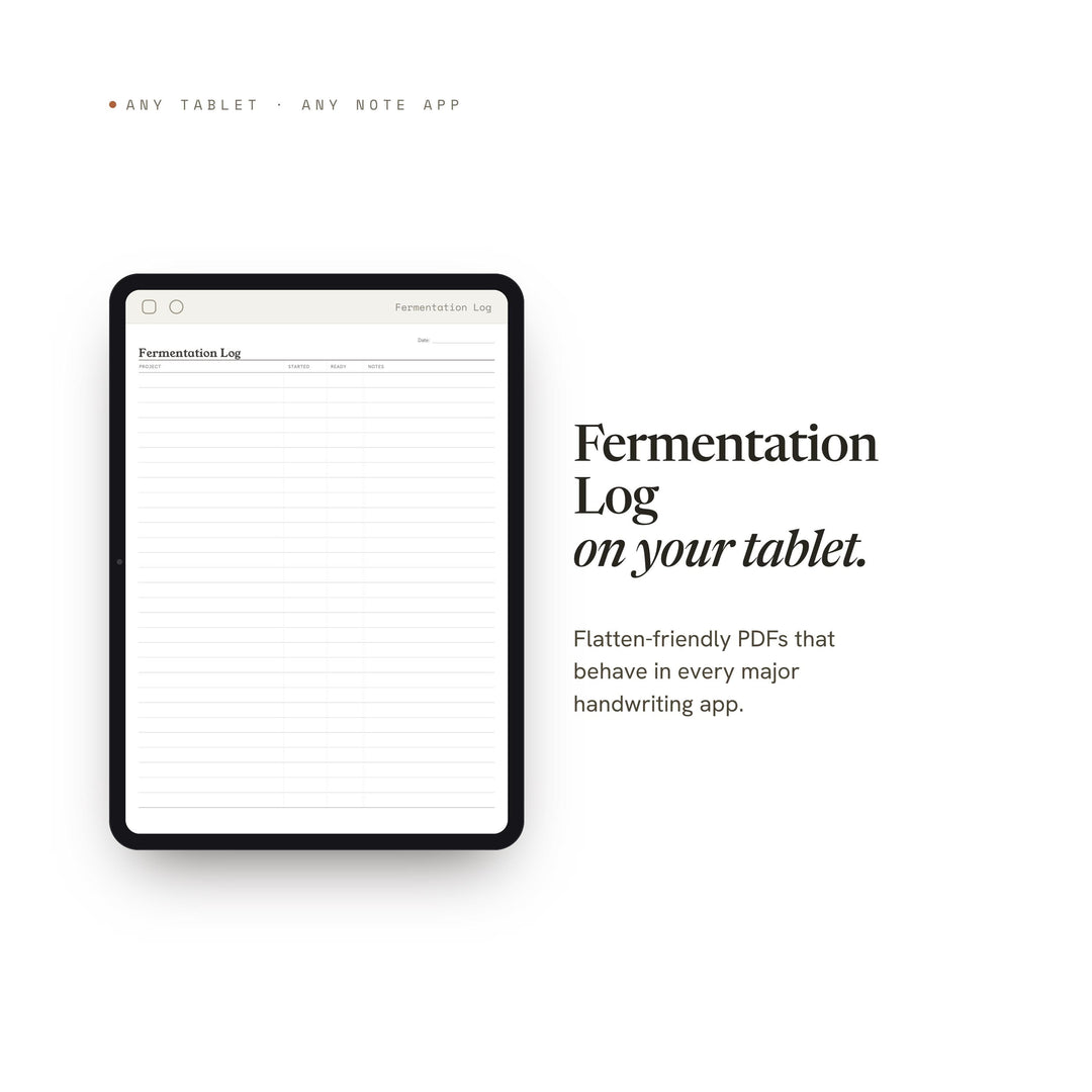 Fermentation Log Planner Insert | Tasting Log | GoodNotes iPad PDF | Digital Download