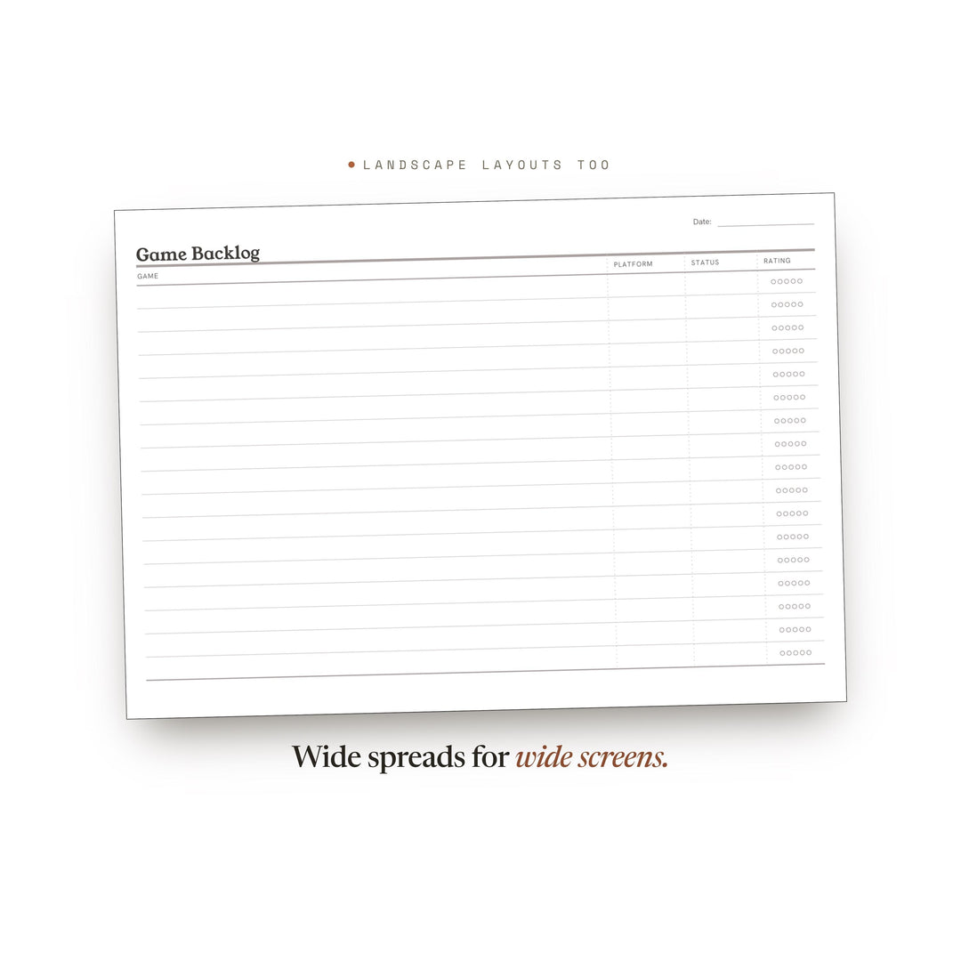 Game Backlog Planner Insert | Hobby Tracker | GoodNotes iPad PDF | Digital Download