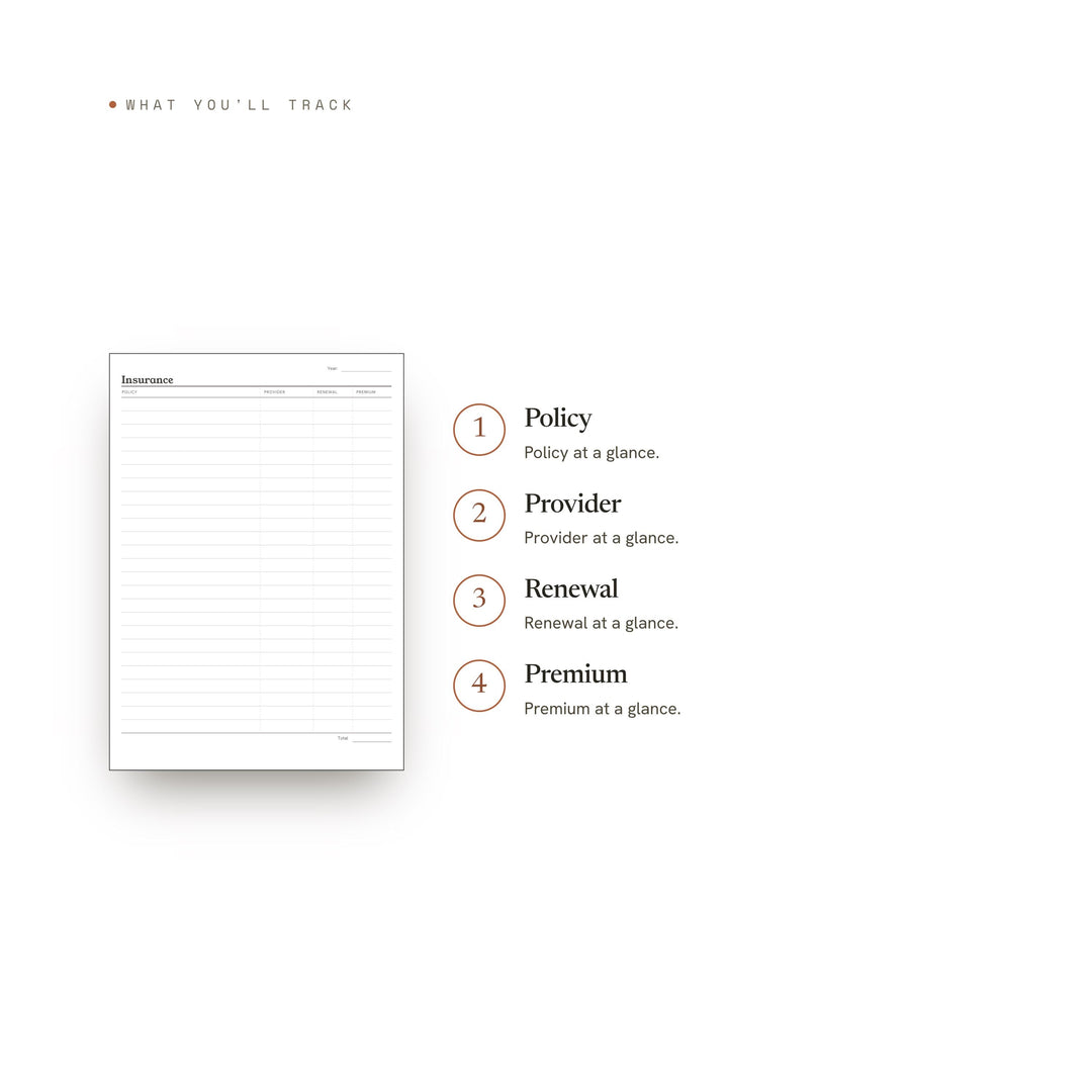 Insurance Planner Insert | Operations Planner | GoodNotes iPad PDF | Digital Download
