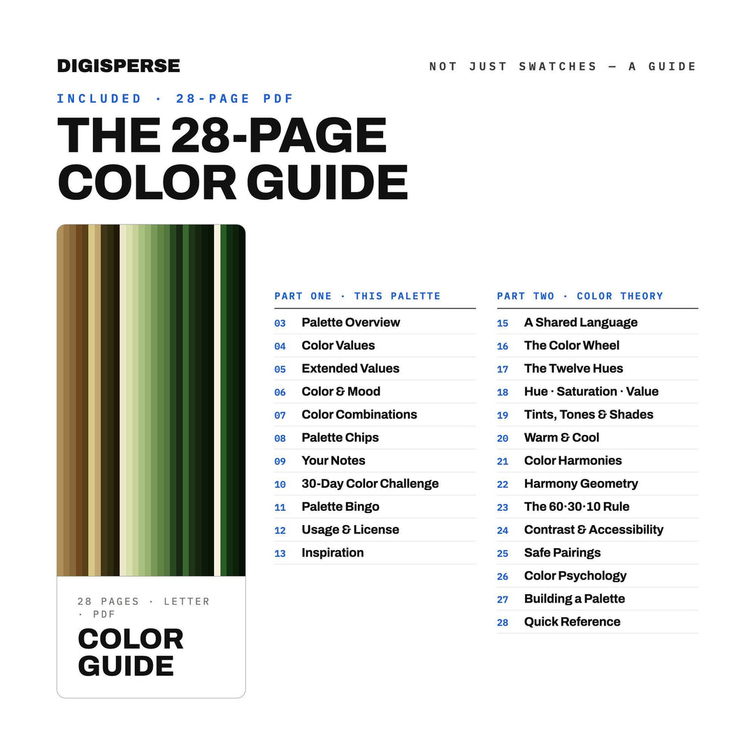 Green Witch Garden Color Palette | 30 Colors | Hex RGB CMYK | Procreate Swatches + ASE | Digital Download